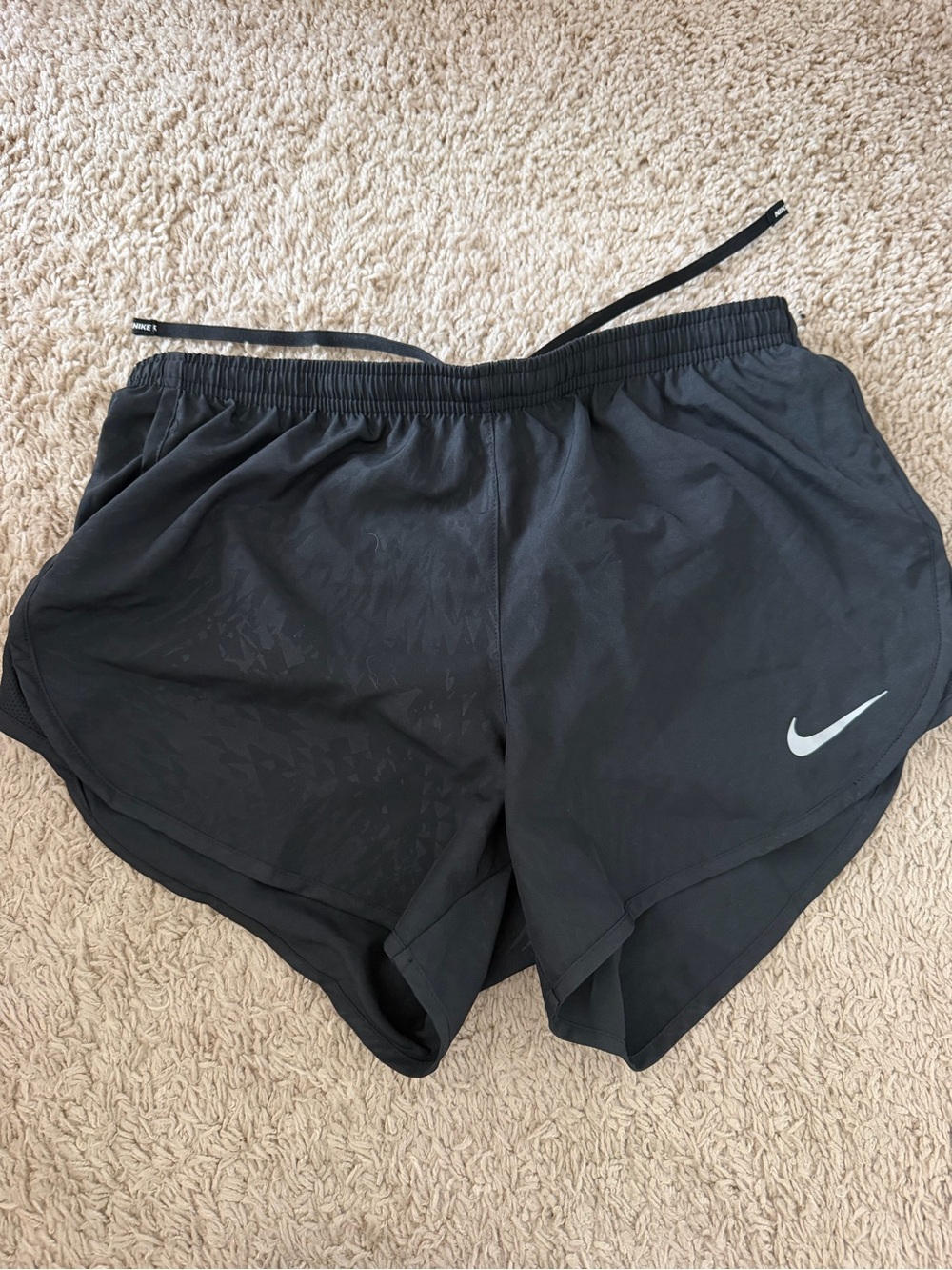 Nike Black Athletic Running Shorts with White Swoosh